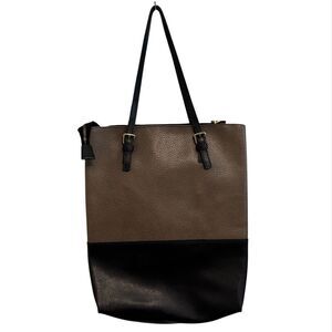 Parentesi Made In Italy Leather Tote Bag Black Taupe‎ Minimalist Business Casual